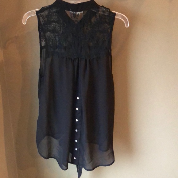 Sheer black front tie blouse - Picture 3 of 3